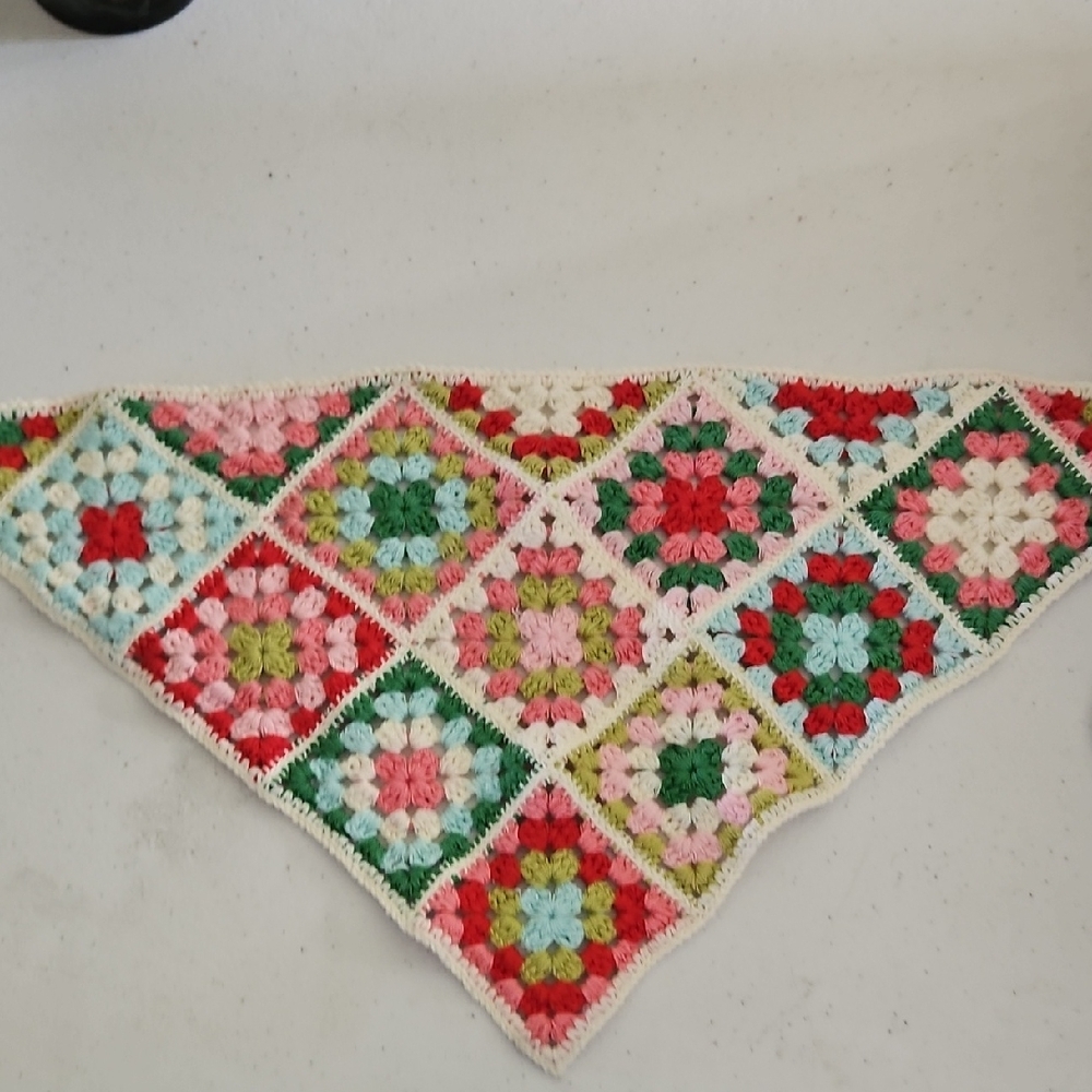 Handmade Multicolor Crochet Triangle Scarf